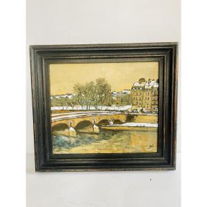 Painting Of The Seine Banks Under The Snow 